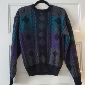 Vintage Chartwell Sweater, Medium, Teal, Purple, Black, 80s, 90s,unisex, men's